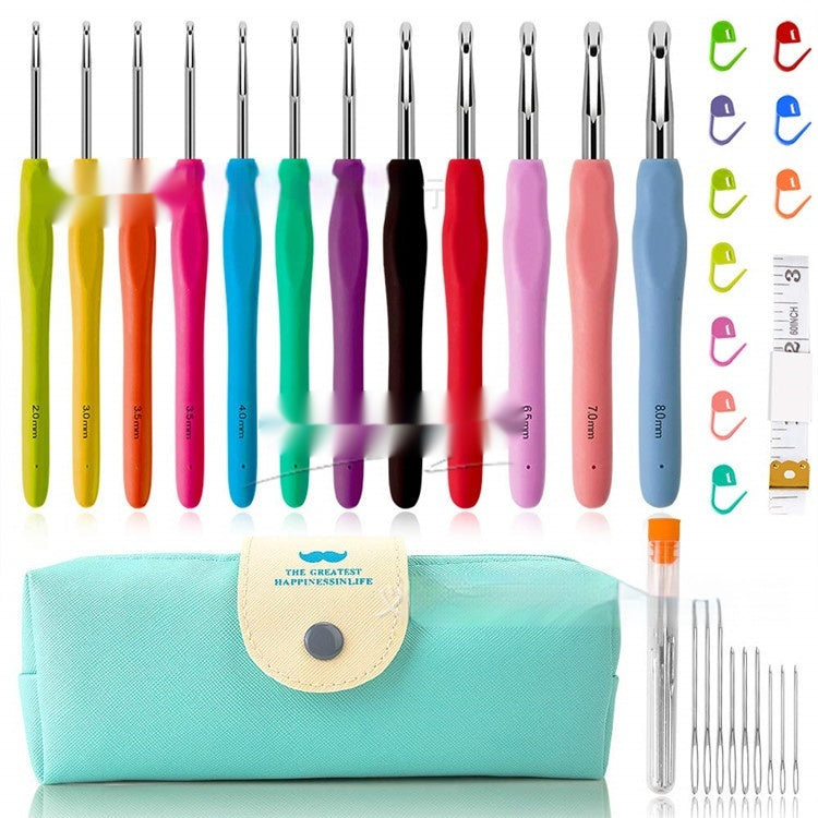 Crochet Needle Beard Pack Crochet Hook Set Colorful TPR Soft Handle Crochet - LJ Enterprise